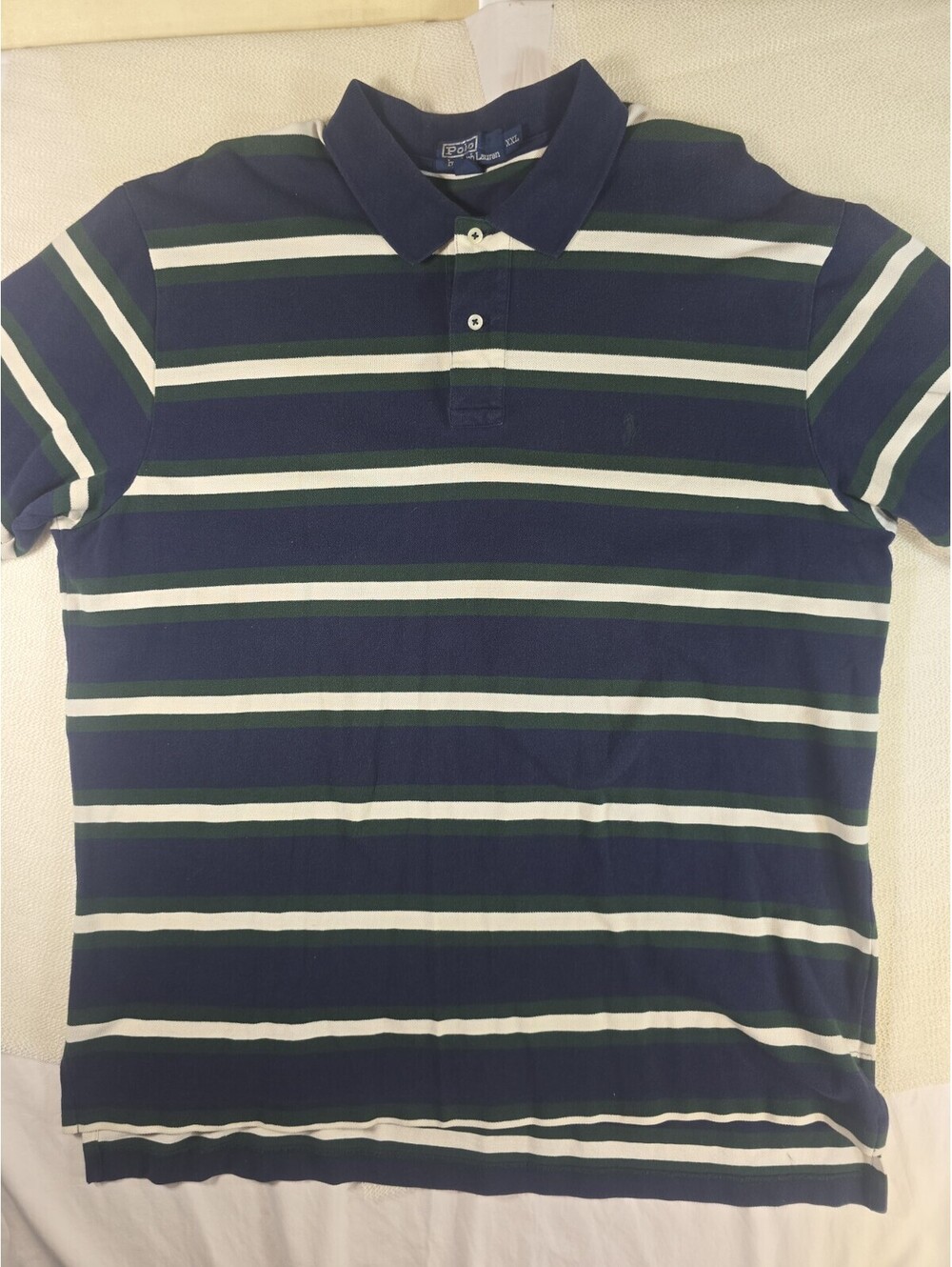 Vintage Polo Ralph Lauren Striped Polo Shirt XXL Blue Green White Cotton